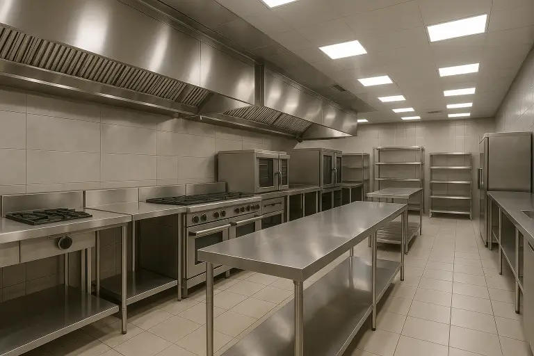 Commercial industrial kitchen setup in Kochi restaurant
