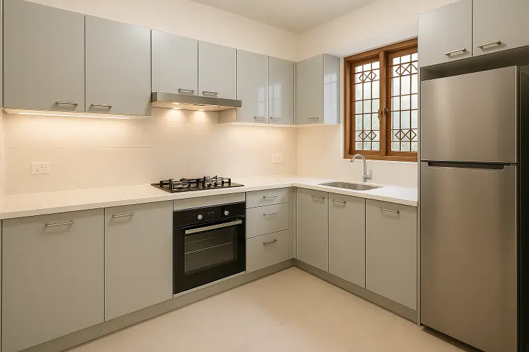 Modern kitchen renovation project in Kochi house