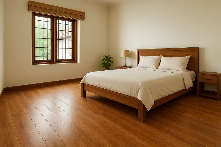 Wooden flooring installation project in Kochi interior