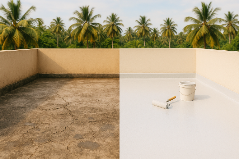 Terrace waterproofing service in Kochi house